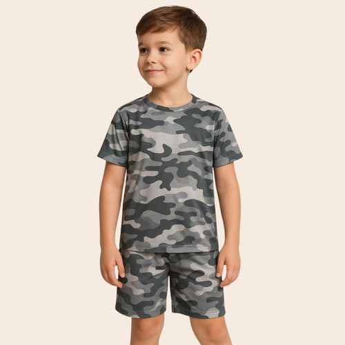3 Piece Set Kids Army Gray - Reset Loungewear