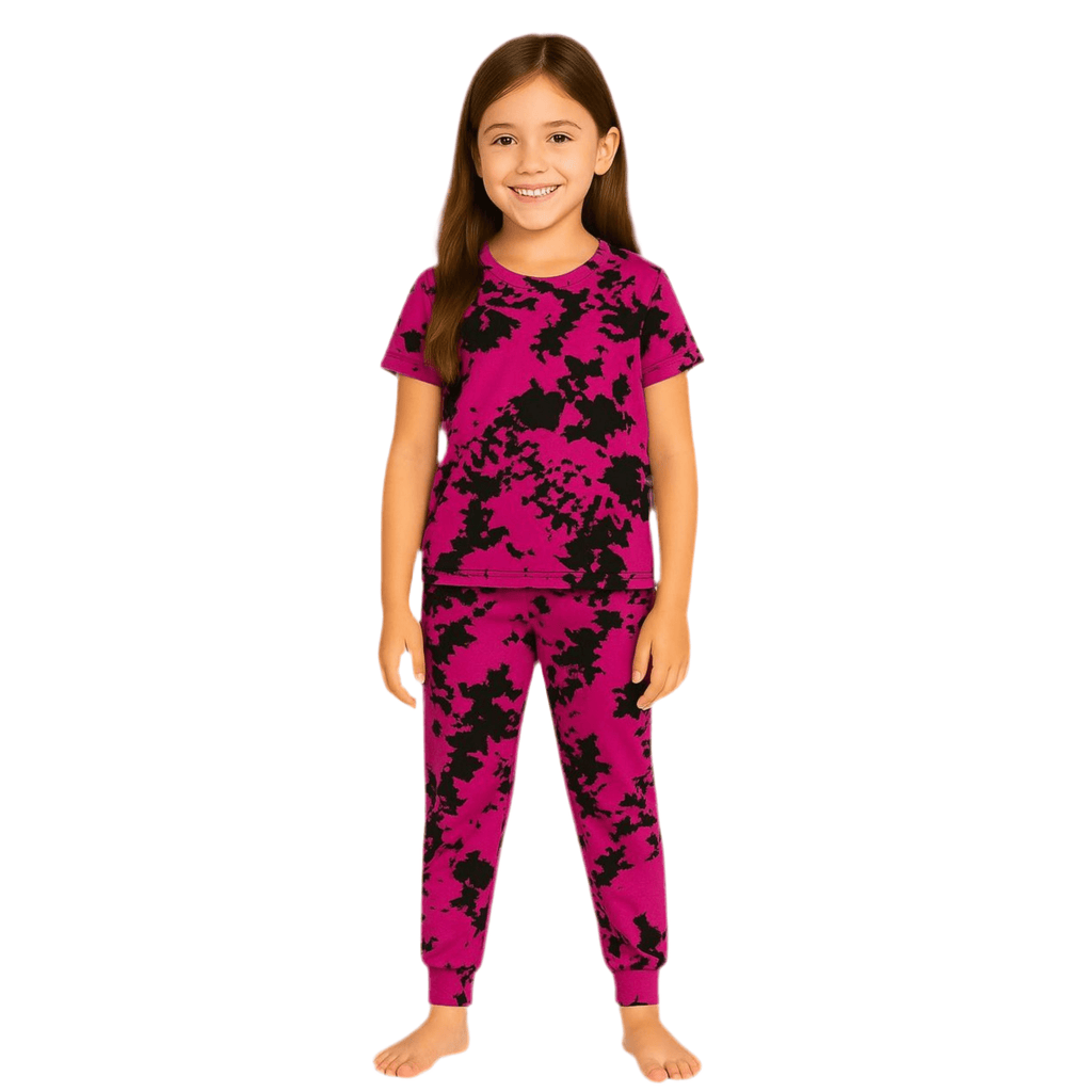 3 Piece Set Kids Pink Tie - Dye - Reset Loungewear