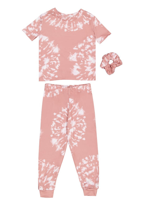 Swirly Soft Pink Dream Tie-Dye Kids Pj