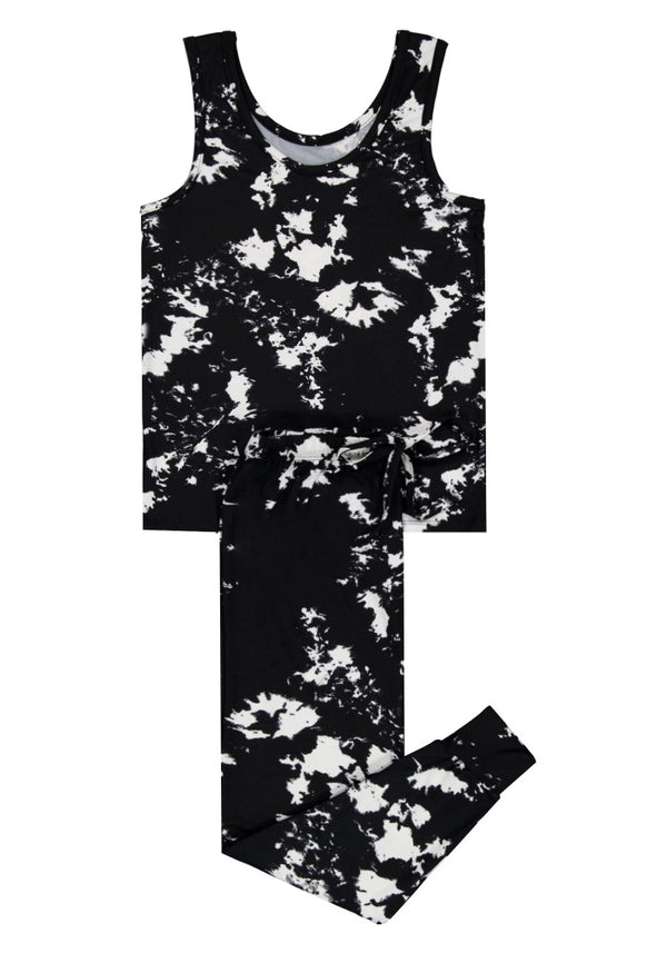 Dark Tie-dye Women Sin Mangas y Pantalon