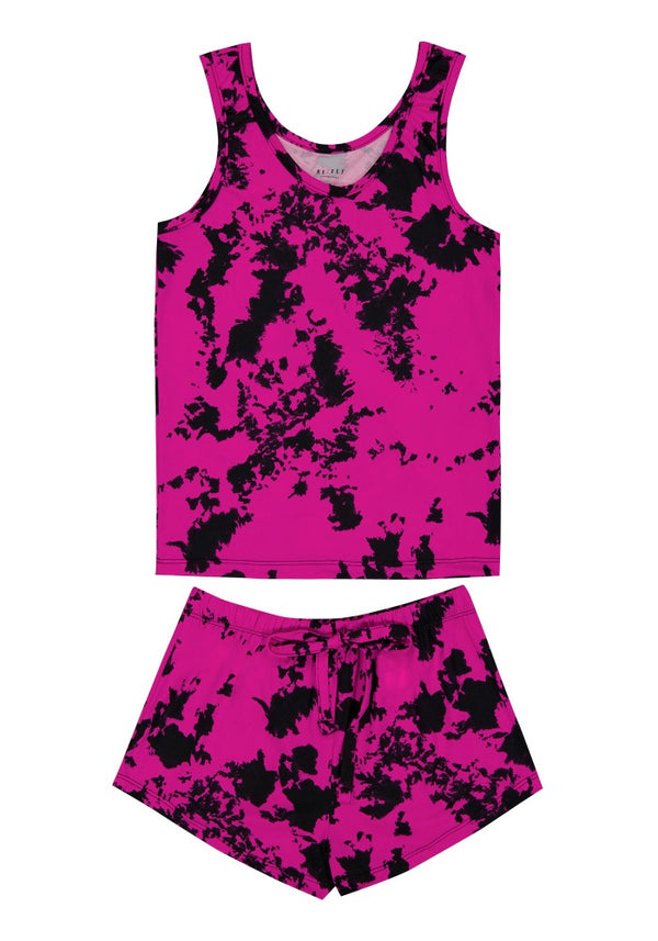 Pink Tie-Dye Women Short Sin Manga
