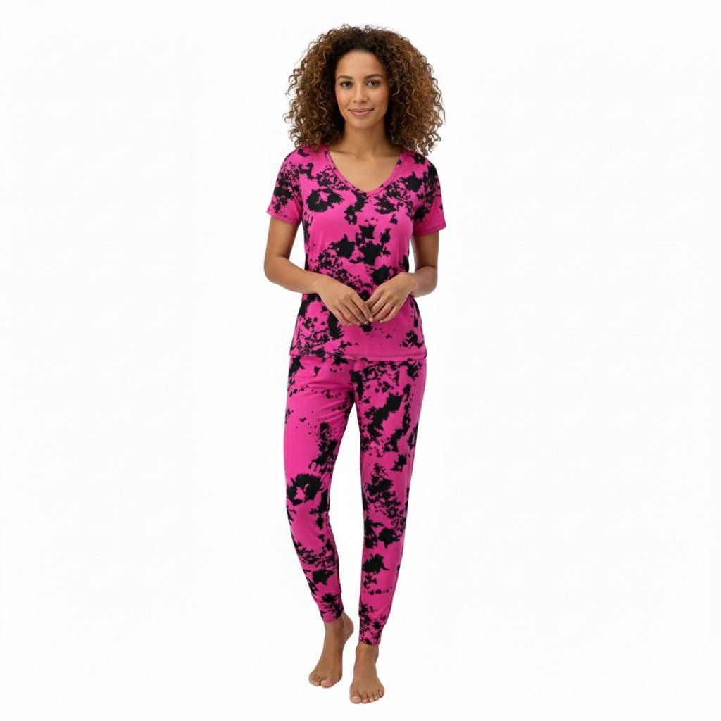 Pink Tie - Dye Women pantalón y Manga Corta - Reset Loungewear