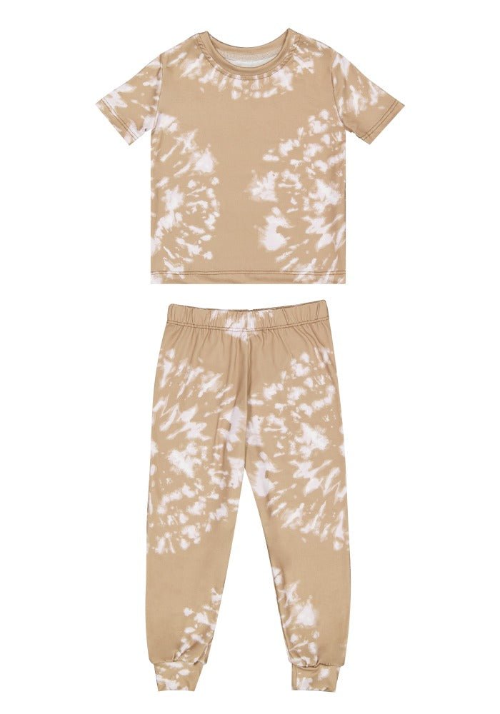 Swirly Beige Tie - dye Kids Pj - Reset Loungewear