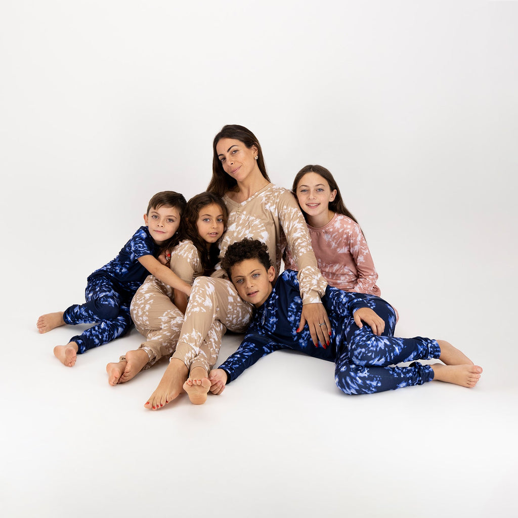 Swirly Beige Tie - dye Kids Pj - Reset Loungewear