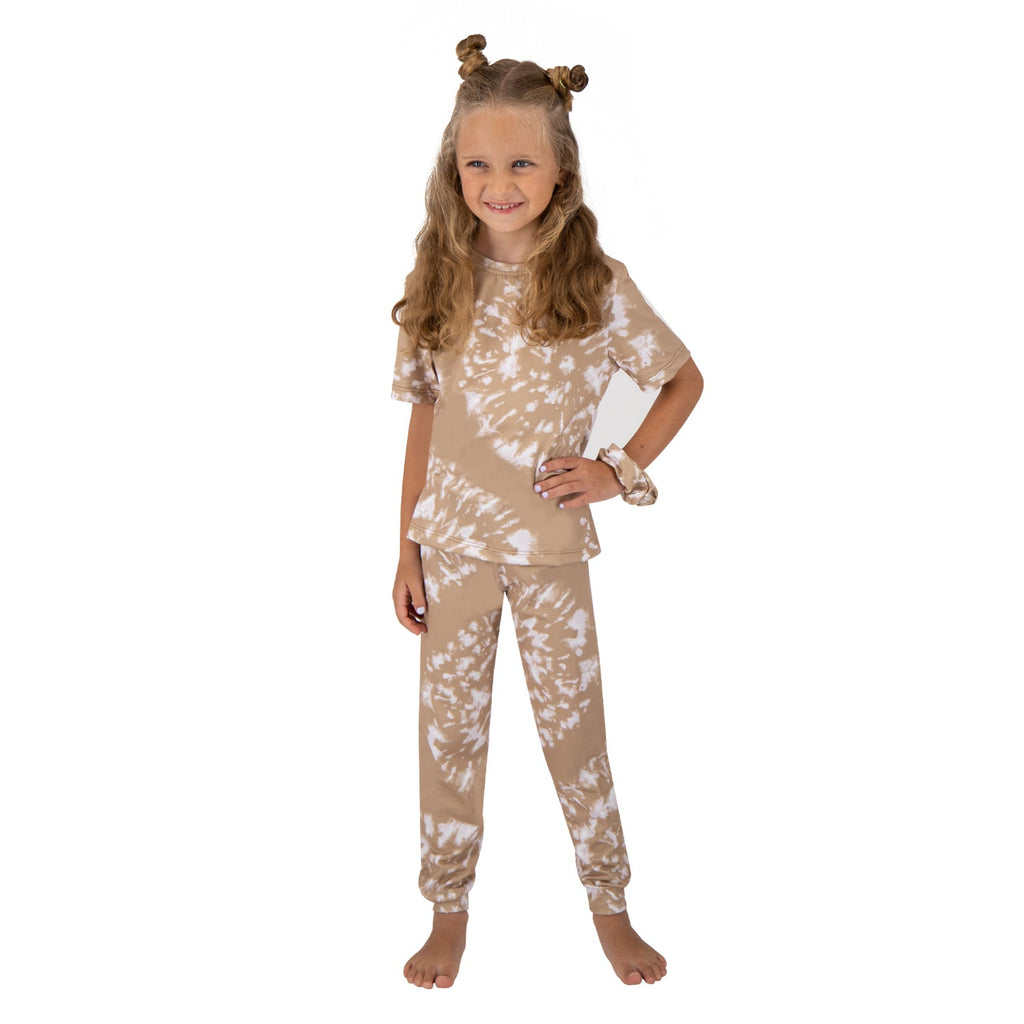 Swirly Beige Tie - dye Kids Pj - Reset Loungewear