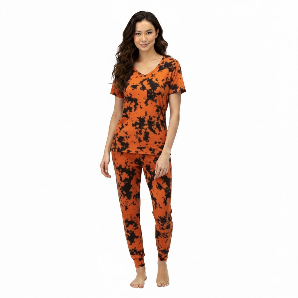 Tangerine Tie - Dye Women pantalón y Manga Corta - Reset Loungewear