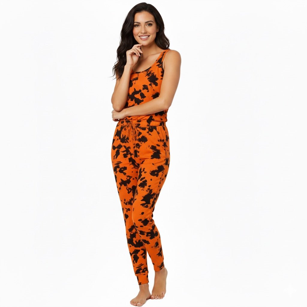 Tangerine Tie - Dye Women Sin Mangas y Pantalon - Reset Loungewear